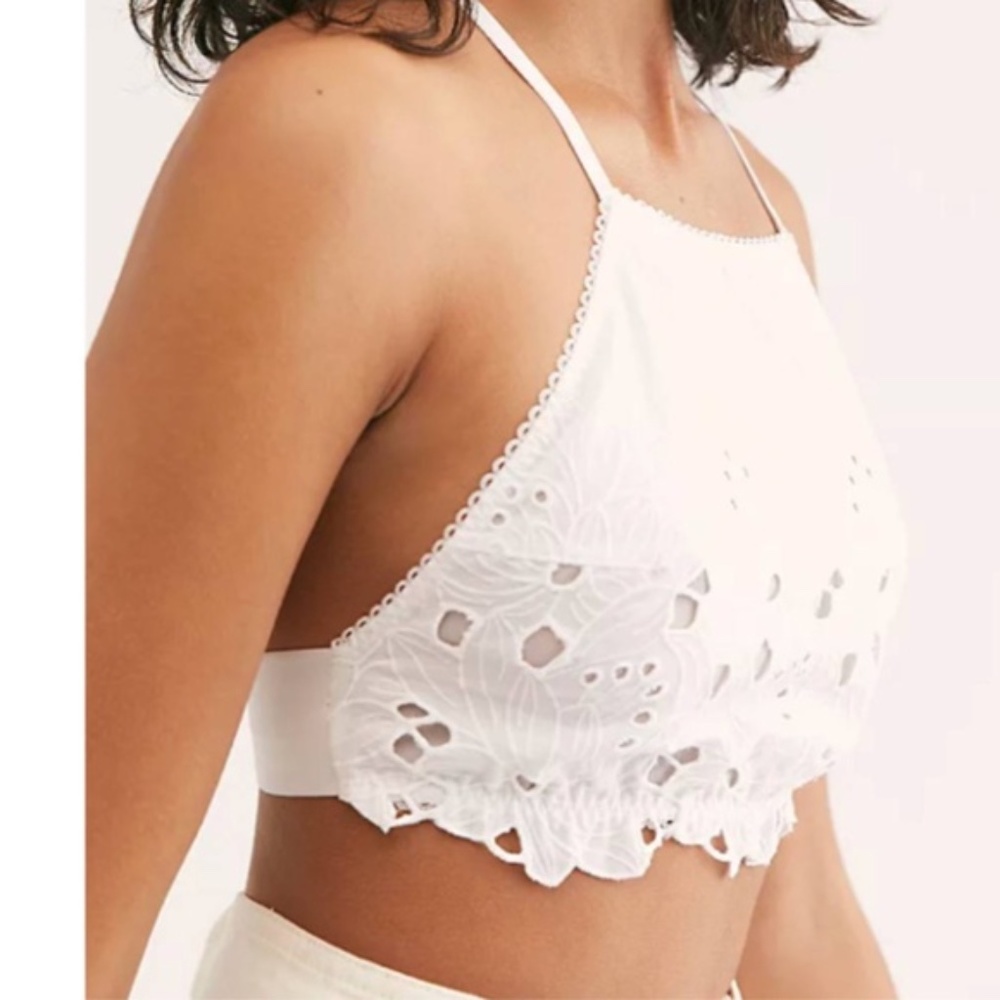 Free People Bralette June Lace Eyelet Crop Top - Picture 3 of 6